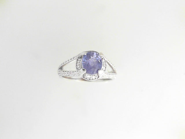14K White Gold Sapphire and Diamond Ring with 0.31twd diamonds