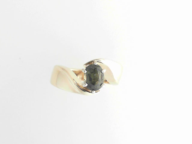14k Yellow Gold Ring with 1.02ct Yellow-Green Sapphire GIA