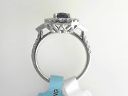 14Kt W Gold Sapphire & Diamond Halo Ring With 1.46 ct Sapphire