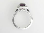 14K White Gold Halo Amethyst Ring  with 0.50Tw Round Accent Diamonds