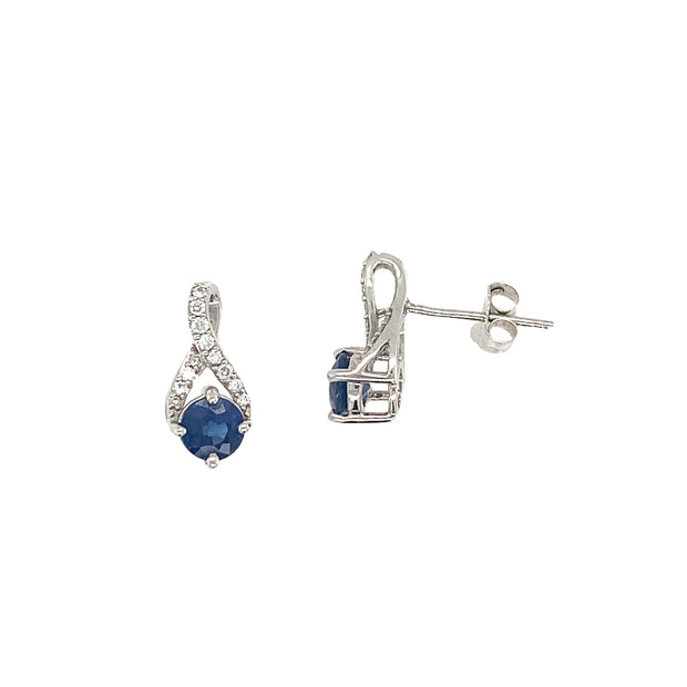 14K White Gold Sapphire and Diamond Earrings