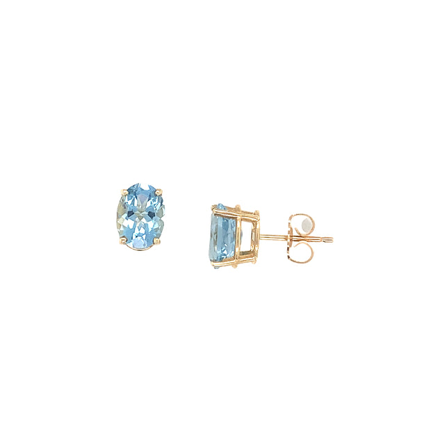 14k Yellow Gold Aquamarine Earrings