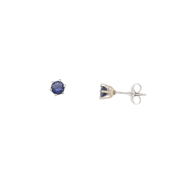 14k White Gold Sapphire Studs