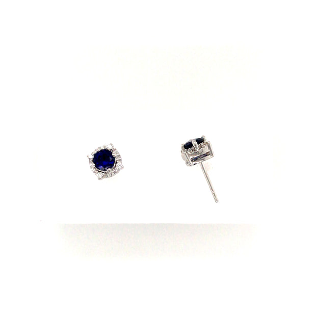 Sterling Silver Lab Blue Sapphire Earrings