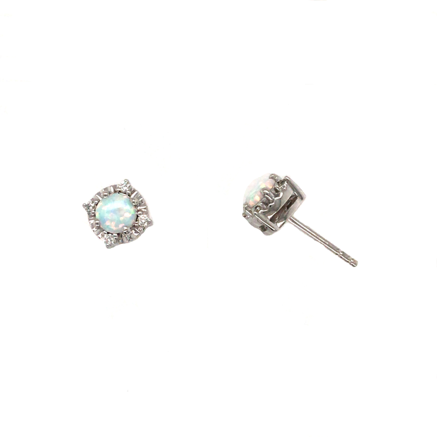 Sterling Silver Lab Opal Earrings