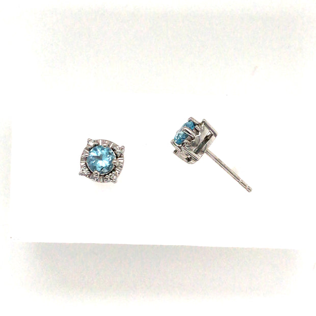 Sterling Silver Sky Blue Topaz Stud Earrings