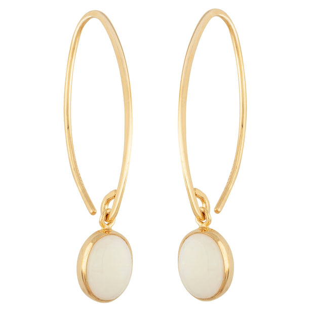14k Yellow Gold Opal Dangle Earrings