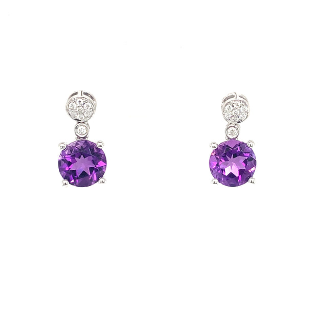 14k White Gold Amethyst Earrings