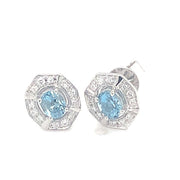 14k White Gold Aqua Earrings