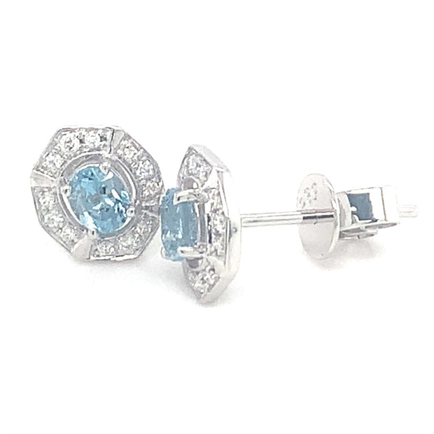 14k White Gold Aqua Earrings