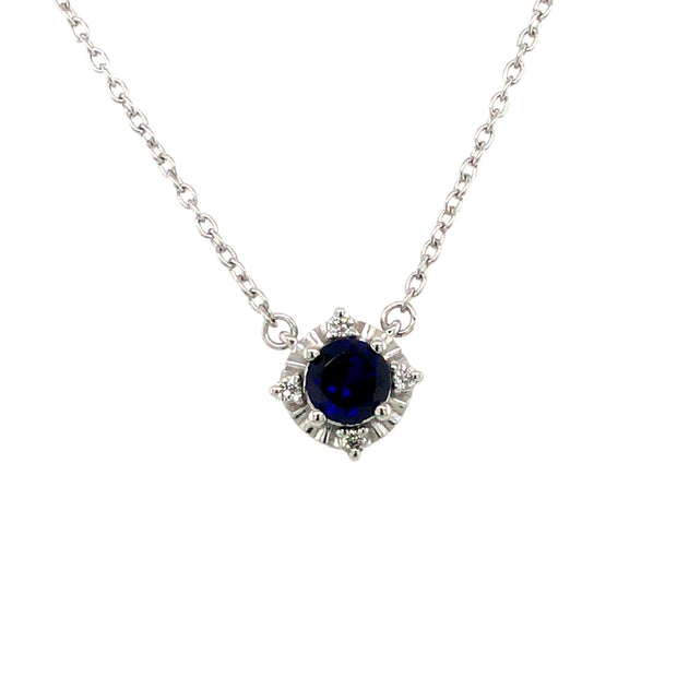 Sterling Silver Lab Created Blue Sapphire Pendant