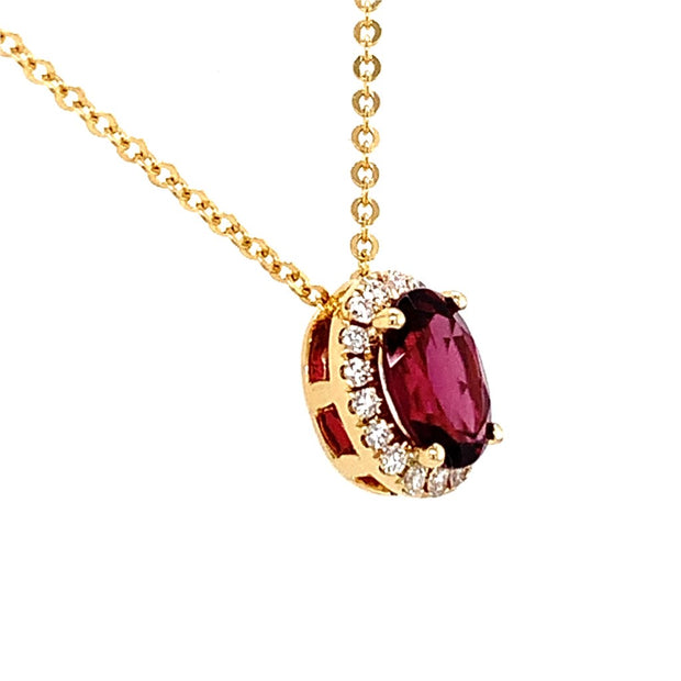 14kYellow Gold Garnet Pendant, includes chain