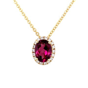 14kYellow Gold Garnet Pendant, includes chain