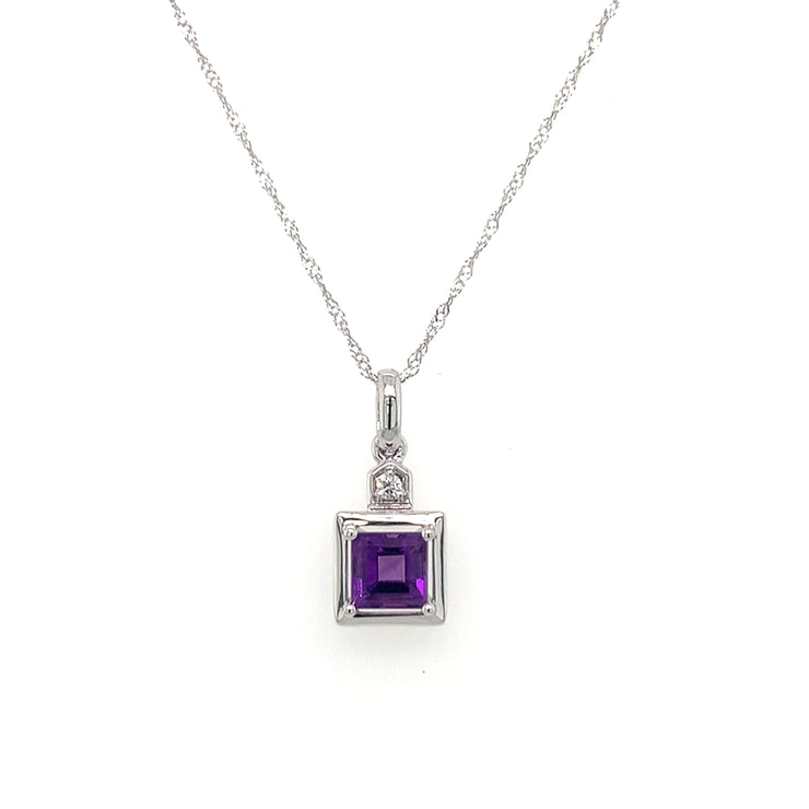 14k White Gold Amethyst Pendant 0.66ct includes chain