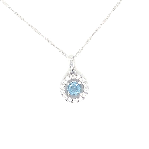 14k White Gold .26ct Aqua Pendant