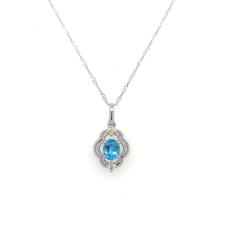 14k White Gold Blue Topaz