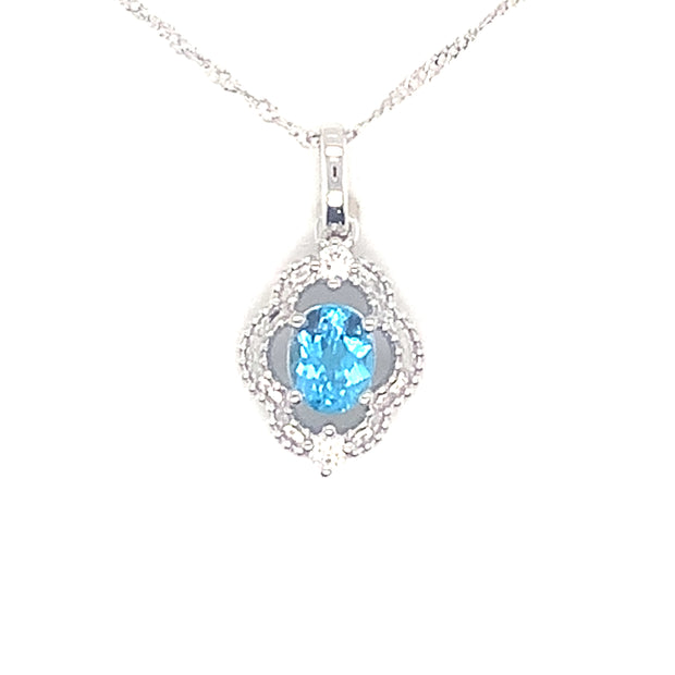 14k White Gold Blue Topaz