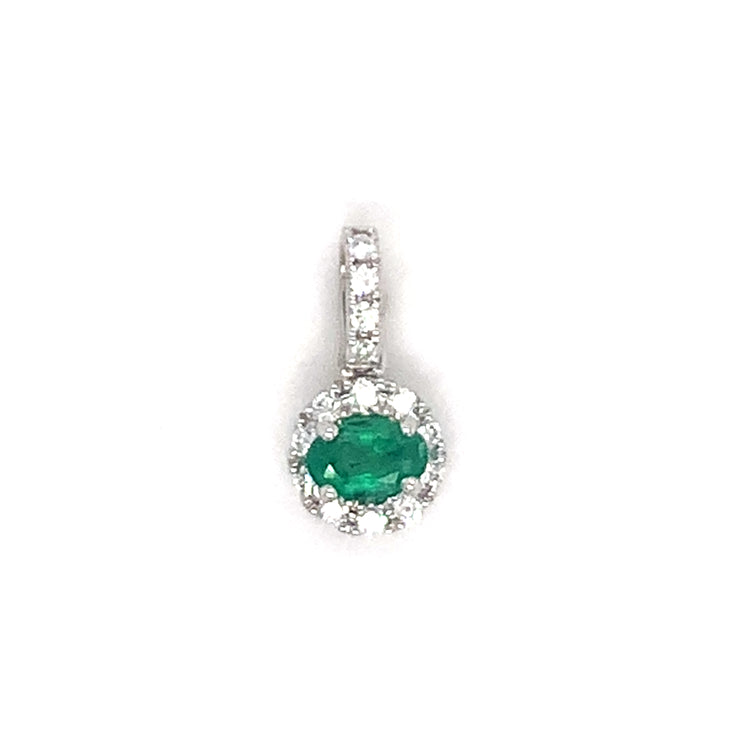 14k Emerald and Diamond Pendant