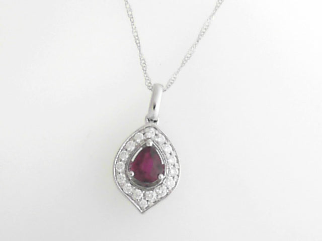 14k White Gold Ruby .46ct Pendants