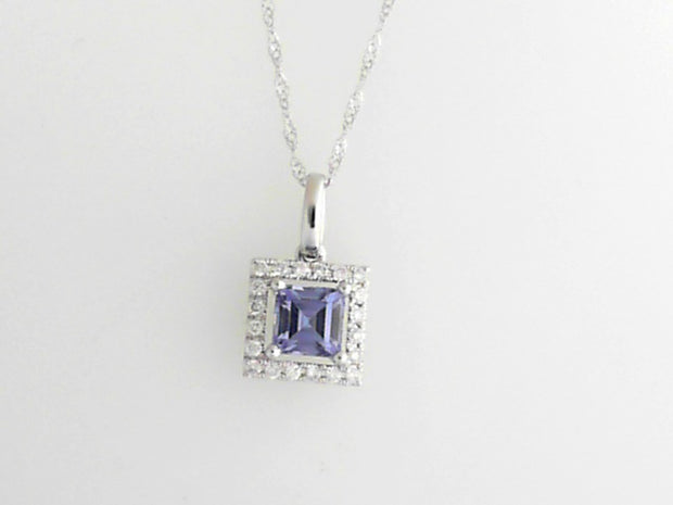 14k White Gold Tanzanite Pendant with 0.55ct Princess Tanzanite