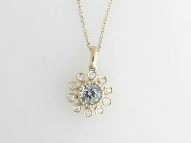 14k Yellow Gold Aqua Pendant with 0.48ct Round Aqua