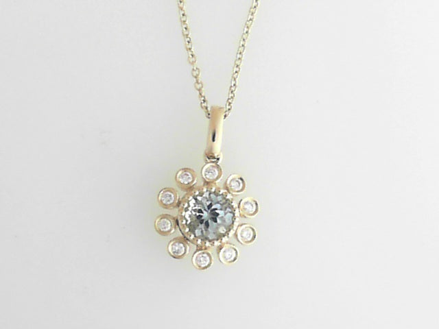 14k Yellow Gold Aqua Pendant with 0.48ct Round Aqua