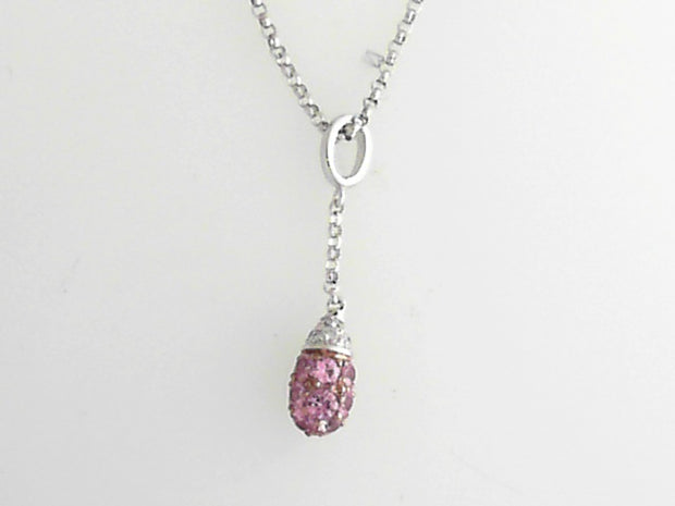 18k White Gold Pink Sapphire Pendants & 0.04tw Round Diamonds