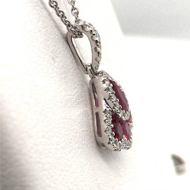 18k White Gold Ruby and Diamond Necklace