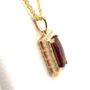 14k Yellow Gold 1.8ct Garnet and Diamond Necklace