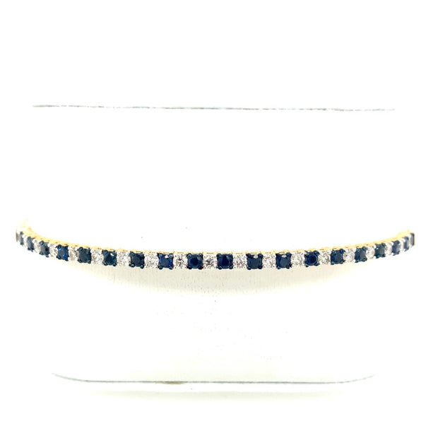 14k Yellow Gold Diamond and Sapphire Bangle