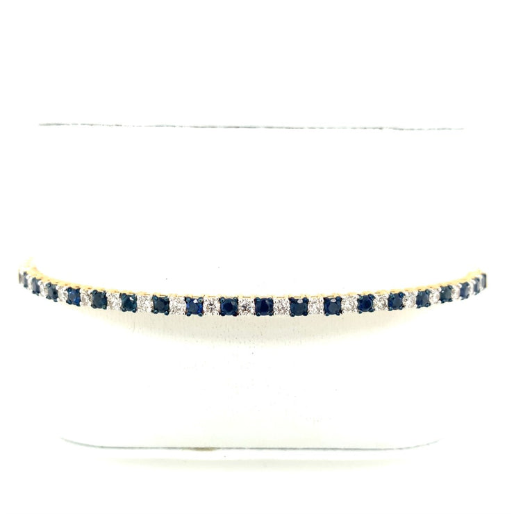 14k Yellow Gold Diamond and Sapphire Bangle