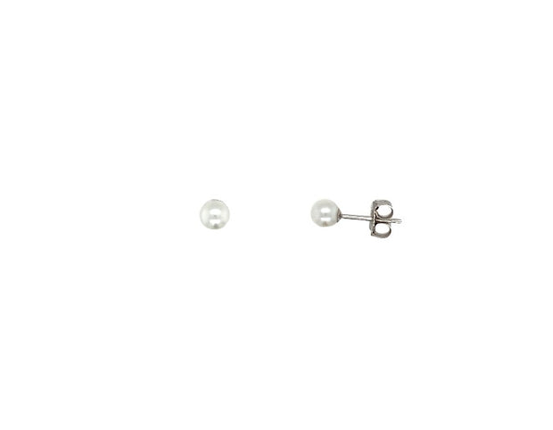 14k White Gold 4mm Akoya Pearl Stud Earrings