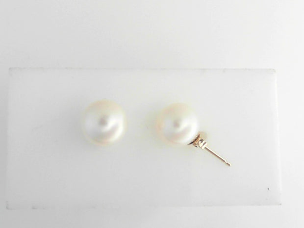 Ladys Yellow 10 Karat Drop Earrings With  9mm Fresh Water Pearls