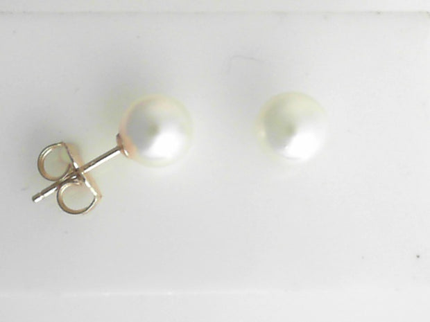 14k White Gold 7mm Akoya Pearl Stud Earrings