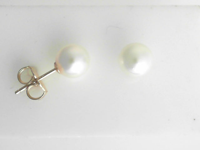14k White Gold 7mm Akoya Pearl Stud Earrings