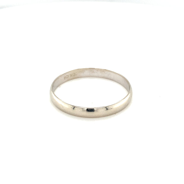 3mm 10k White Gold Mens Halfround Wedding Band