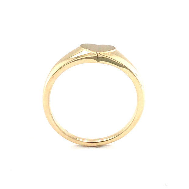 14k Yellow Gold Heart Signet Ring