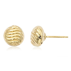 14k Yellow Gold Wavy Round Puffy Studs