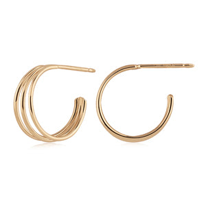 14k Yellow Gold Small Triple Hoops