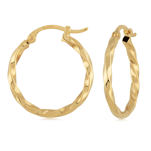 14k Gold Twisted Hoop Earrings