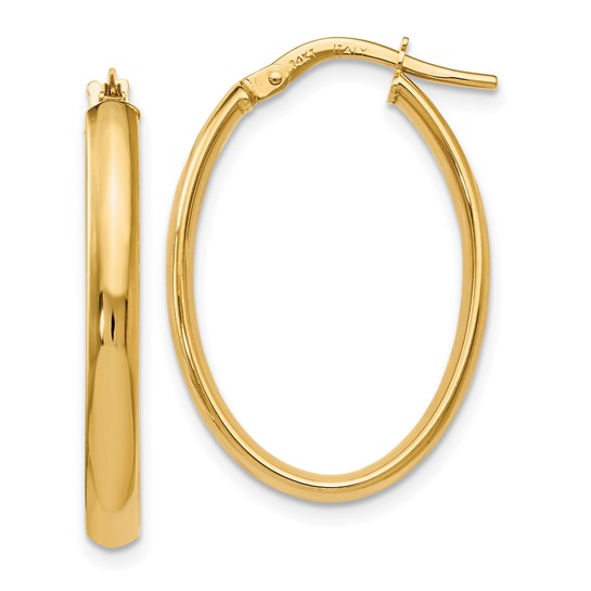 14k Yellow Gold Oval Hoops