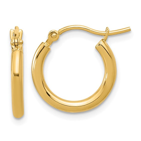 14k Yellow Gold Small 15mm Hoops