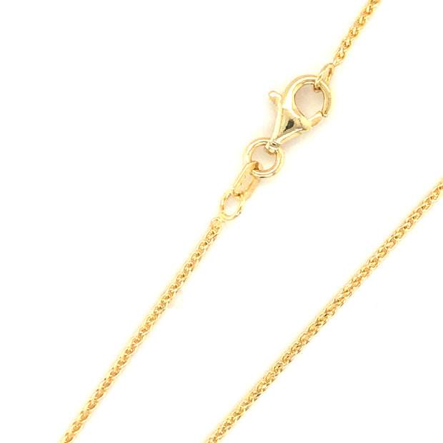 14k Yellow Gold Diamond Cut Round Wheat Chain