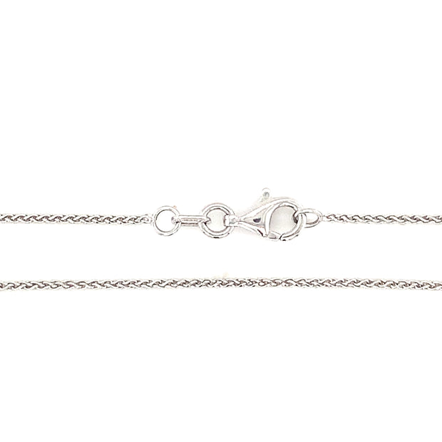 14k White Gold Diamond Cut Round Wheat Chain