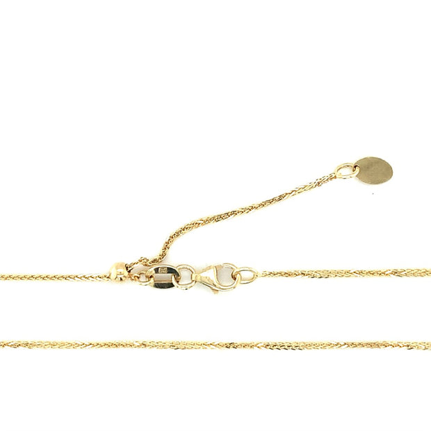 14k Yellow Gold Adjustable Round Wheat Chain