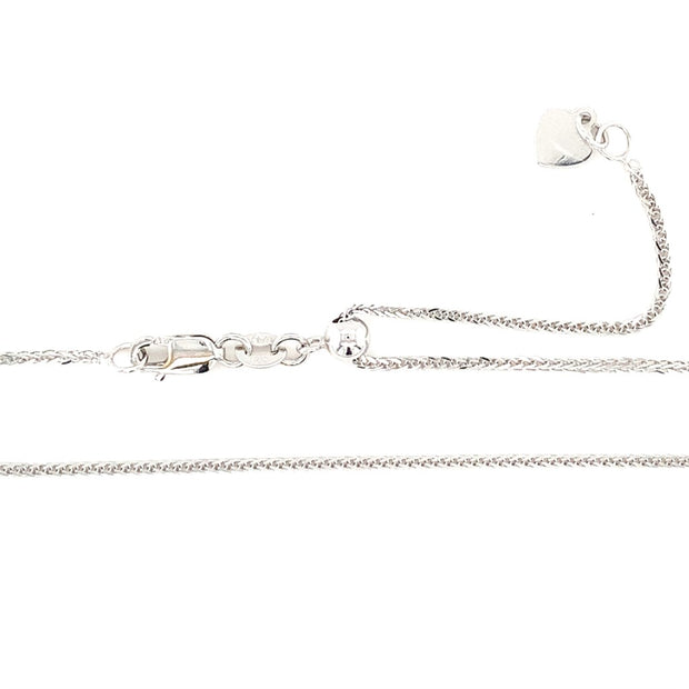 14K White Gold Adjustable Round Wheat Chain