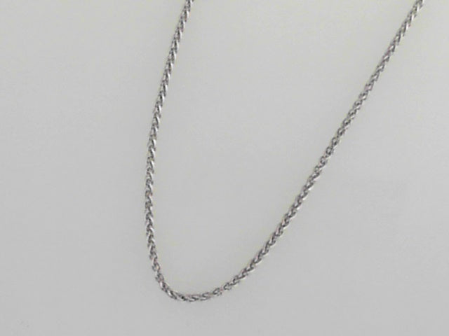 14K WG Diamond Cut Round Wheat Chain 18""