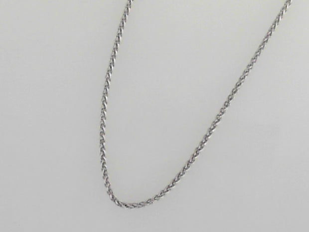 14K WG Diamond Cut Round Wheat Chain 18""