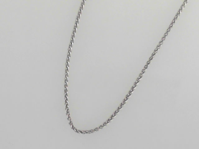 14K WG Diamond Cut Round Wheat Chain 18""