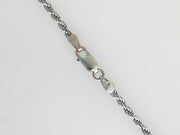 18""  14 kt White Gold Rope Chain 2.2.mm wide Lobster Clasp